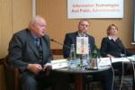 Hostia okrúhleho stola, zľava doprava: Štefan Zachariáš, primátor Moldavy nad Bodvou, Branislav Opaterný, Národná rada SR, Lucia Mušková, generálna riaditeľka ITAPA.