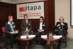 Spíkri sekcie A3 (zľava doprava): moderátorka Lucia Mušková (Ministerstvo financií SR), Milan Paštrnák (Siemens IT  Solutions and Services), Marek Čanecký (Úrad vlády SR), Karel De Vriendt (Európska komisia.